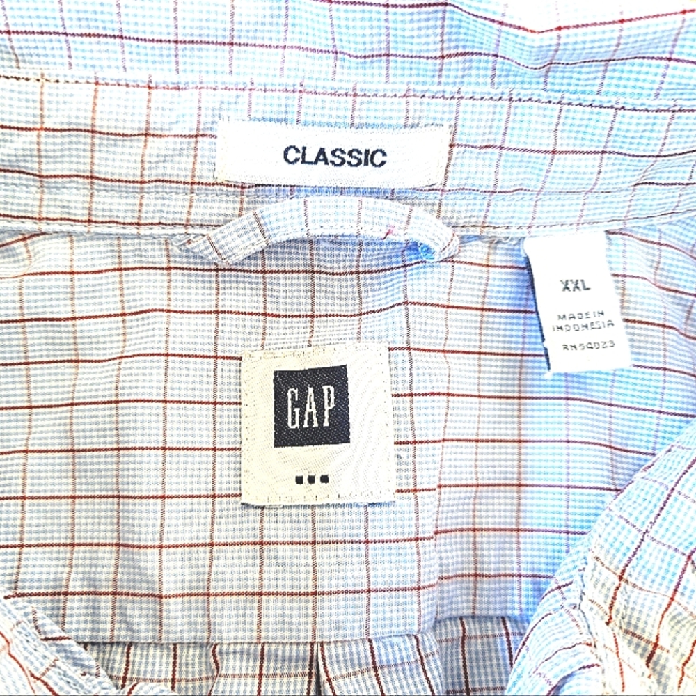 GAP Men's Button Down Shirt XXL Classic Fit Blue/Rust Color Striped NWOT